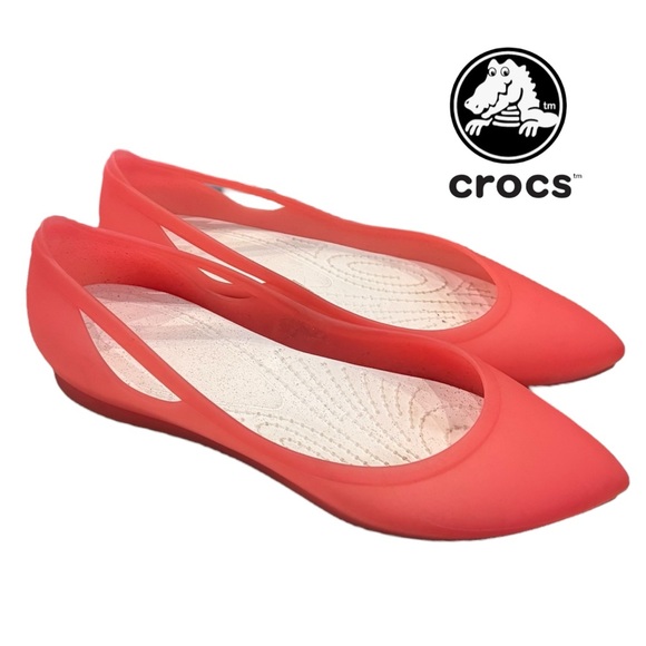 CROCS Rio Salmon Pointed Toe Flats-Pointed Toe Side Cutouts Women’s Flats 7 - Picture 1 of 6
